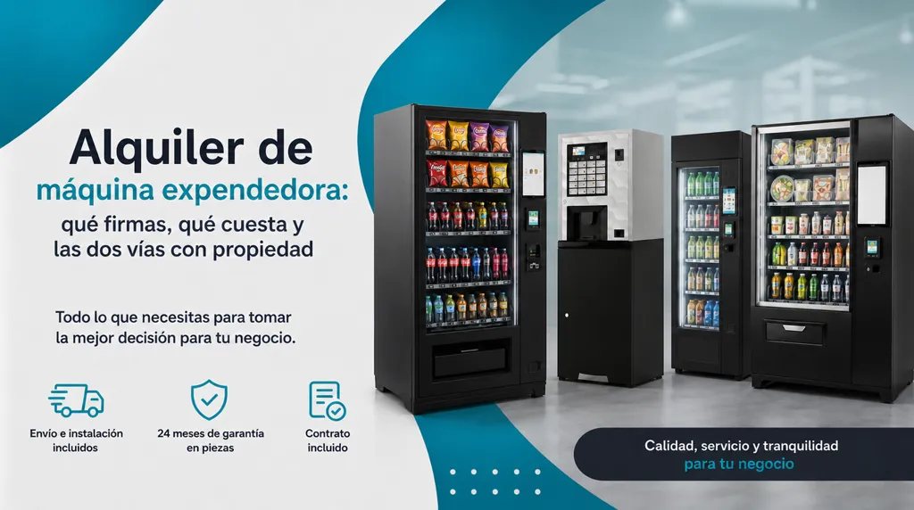 Alquiler de máquina expendedora: qué firmas, qué cuesta y las dos vías con propiedad