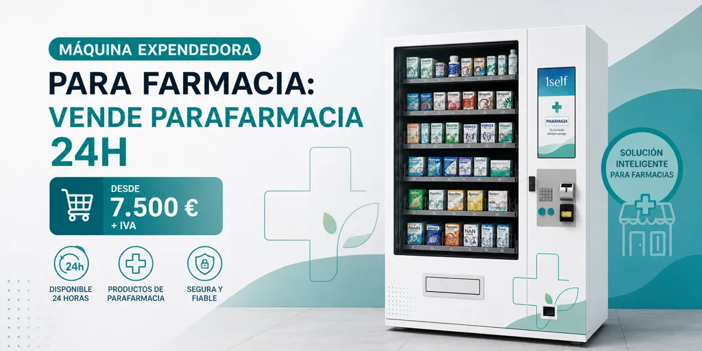 Máquina expendedora para farmacia: vende parafarmacia 24H desde 7.500 € + IVA